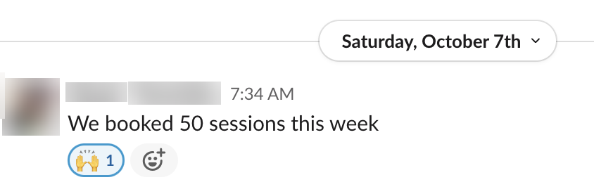 Client message: booked 50 sessions this week