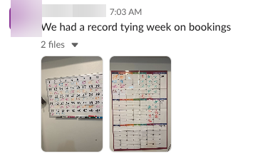 Client message: record-tying week on bookings