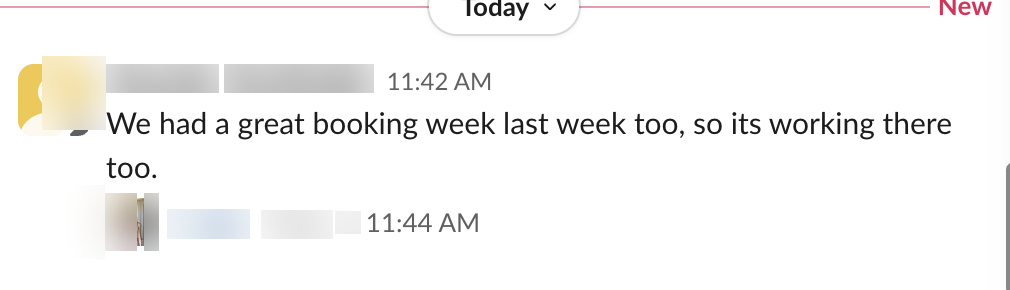 Client message: great booking week